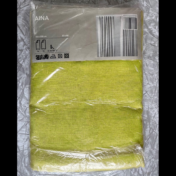 IKEA Accents Ikea Aina Chartreuse 0 Linen 2 Curtain Panels Never